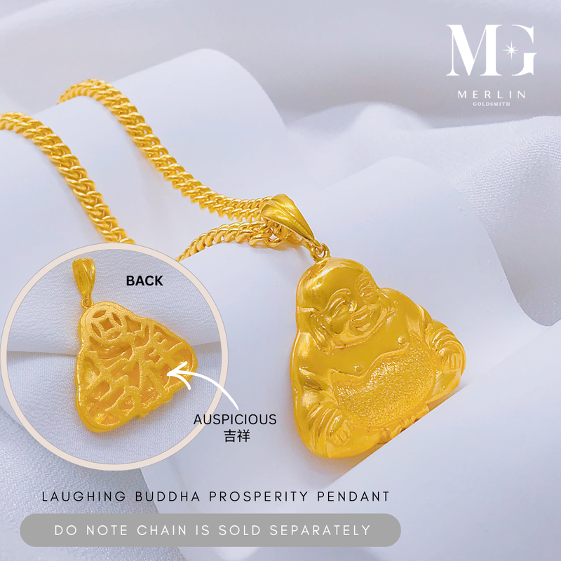 916 Gold Laughing Buddha Prosperity Pendant