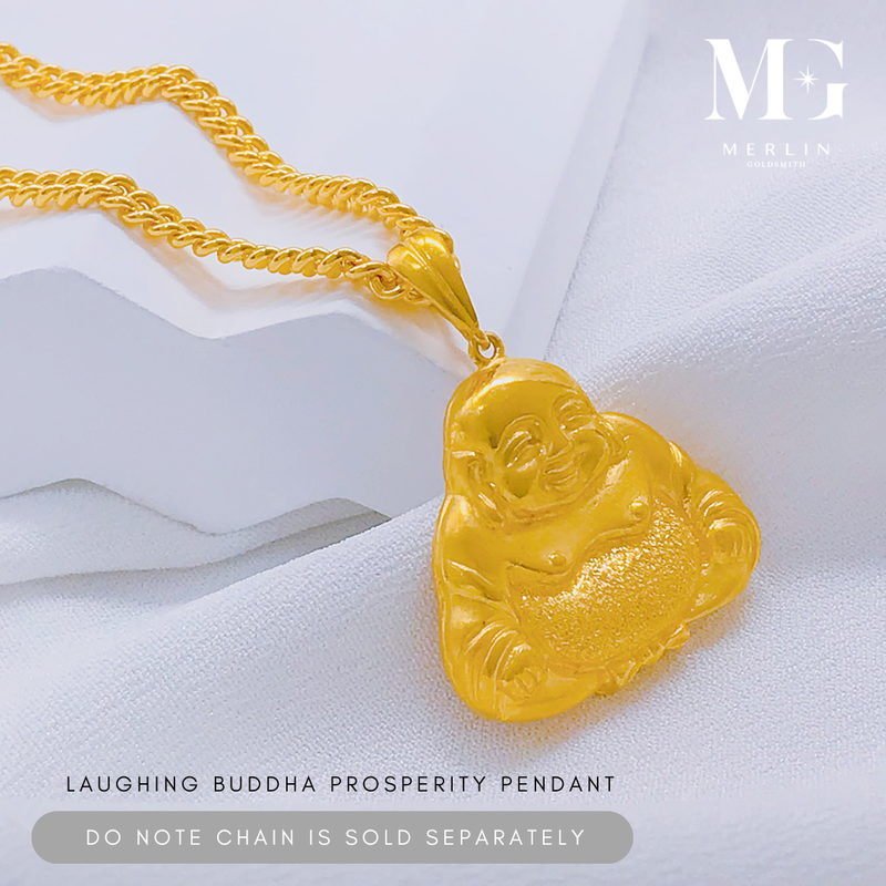 916 Gold Laughing Buddha Prosperity Pendant