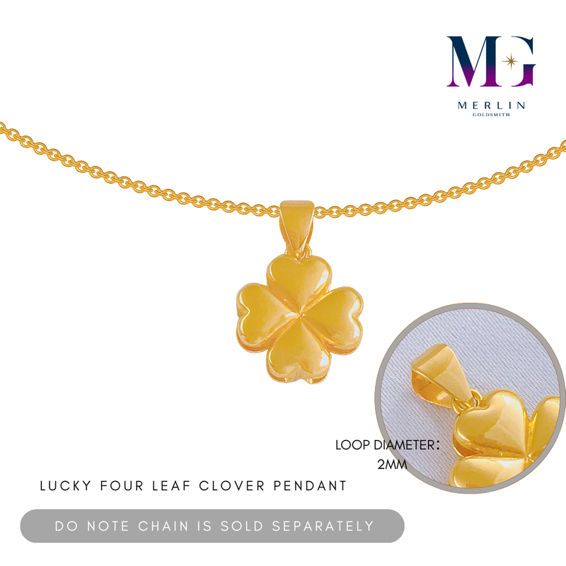 916 Gold Lucky Four Leaf Clover Pendant