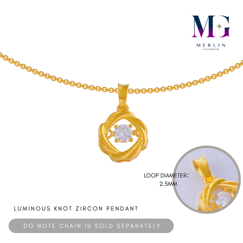 916 Gold Luminous Knot Zircon Pendant