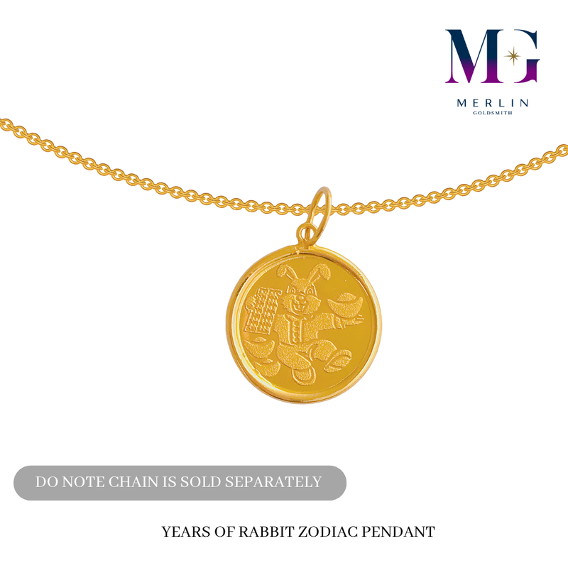 916 Gold Year of Rabbit Zodiac Pendant