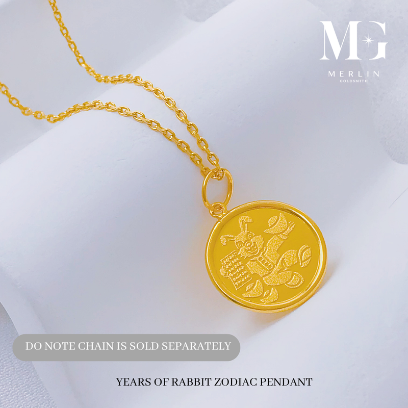 916 Gold Year of Rabbit Zodiac Pendant