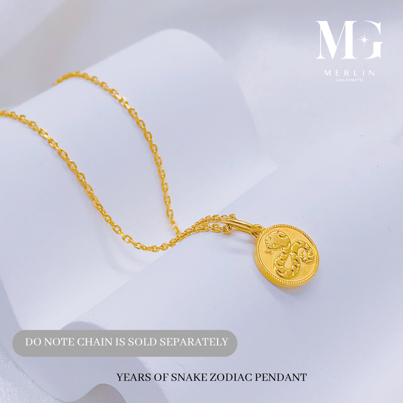 916 Gold Year of Snake Zodiac Pendant