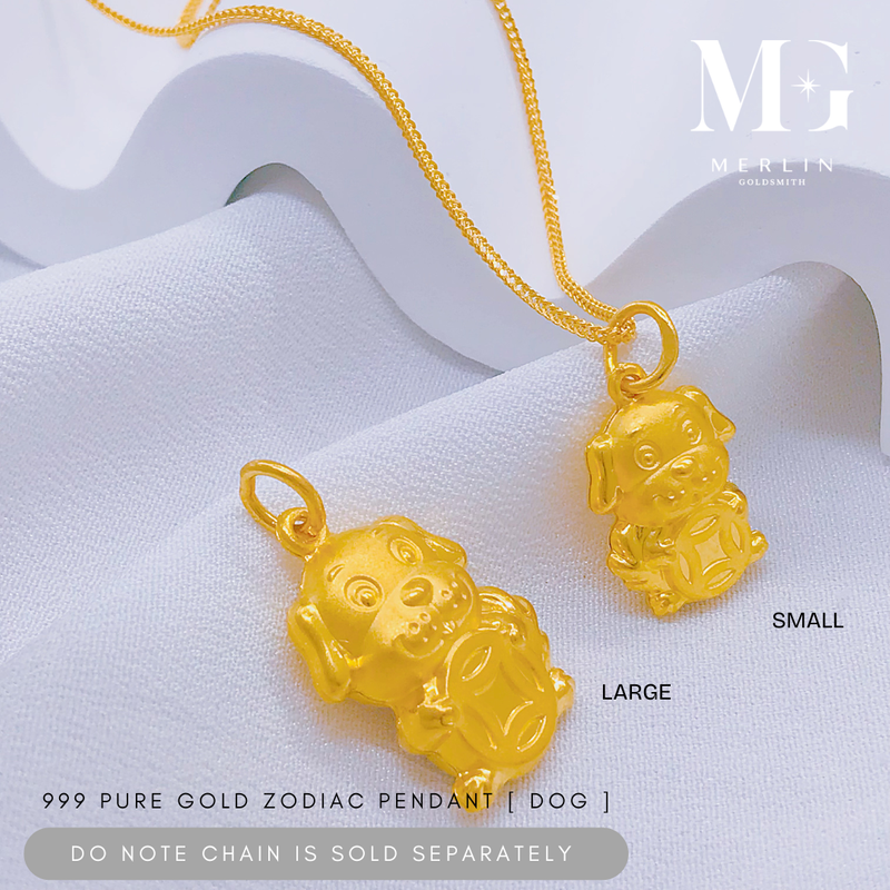 999 Pure Gold Zodiac Pendant (Dog)