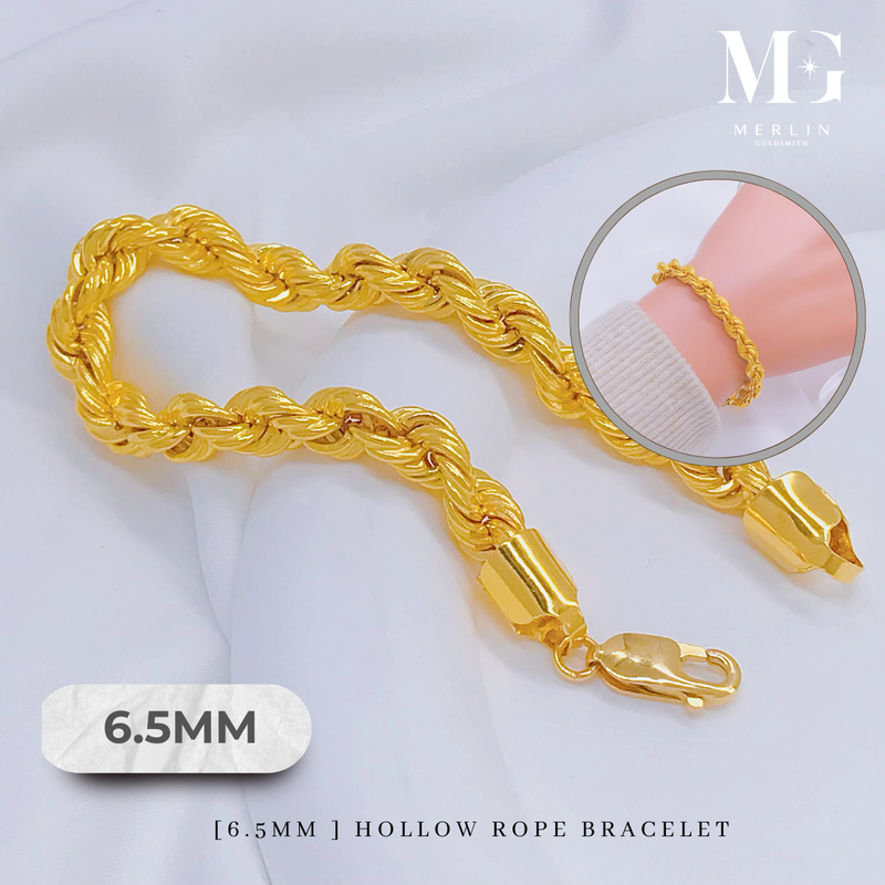 916 Gold (6.8mm) Hollow Rope Bracelet