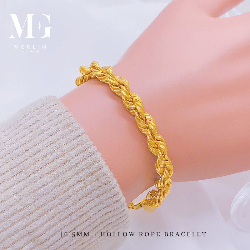 916 Gold (6.8mm) Hollow Rope Bracelet