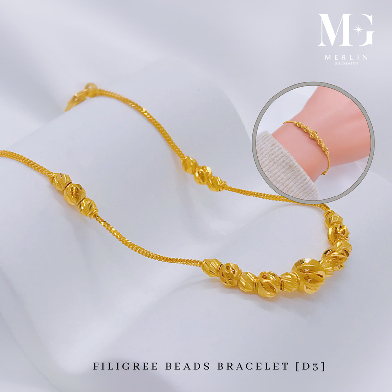 916 Gold Filigree Beads Bracelet [D3]