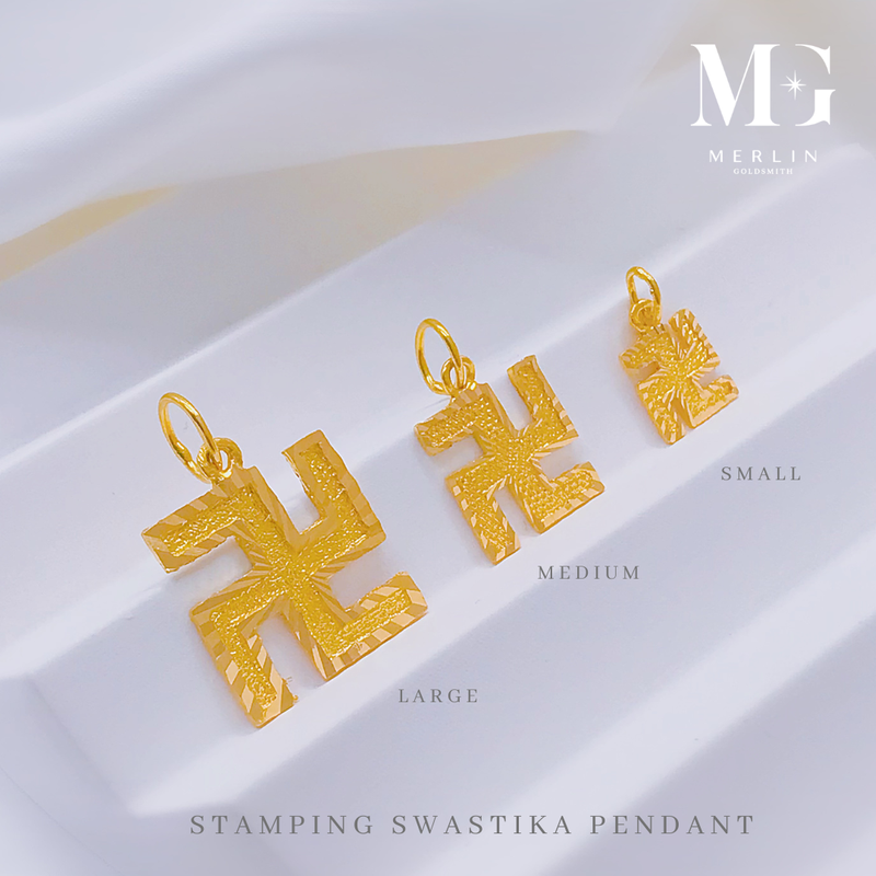 916 Gold Stamping Swastika Pendant