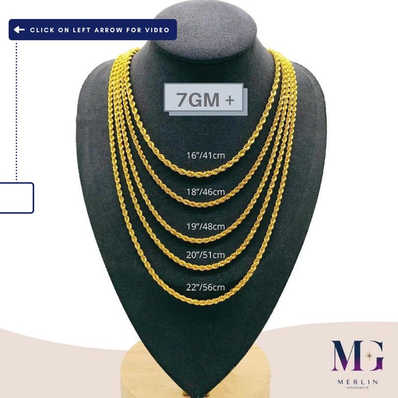 916 Gold Hollow Rope Chain (HRC 7GM+)