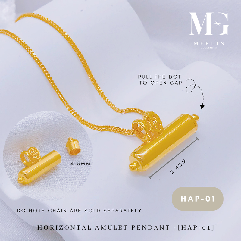 916 Gold Horizontal Amulet Pendant [HAP-01]