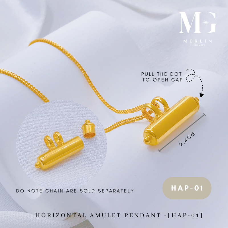 916 Gold Horizontal Amulet Pendant [HAP-02]
