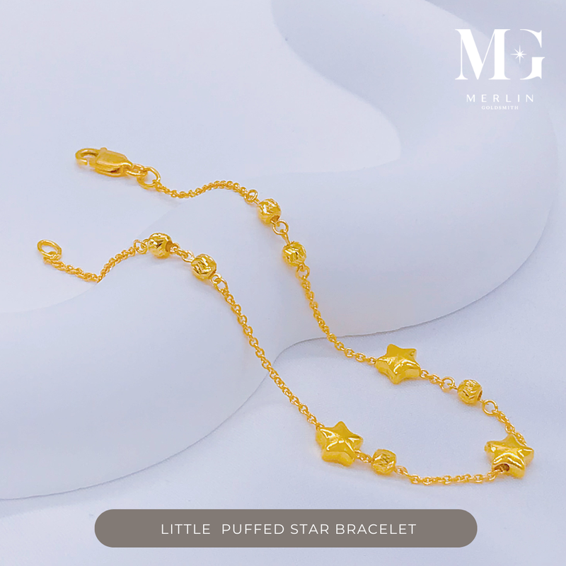 916 Gold Little Puffed Star Bracelet
