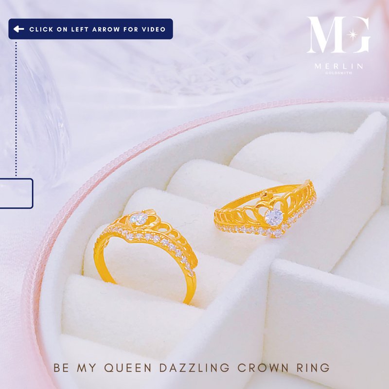 916 Gold Be My Queen Dazzling Crown Ring