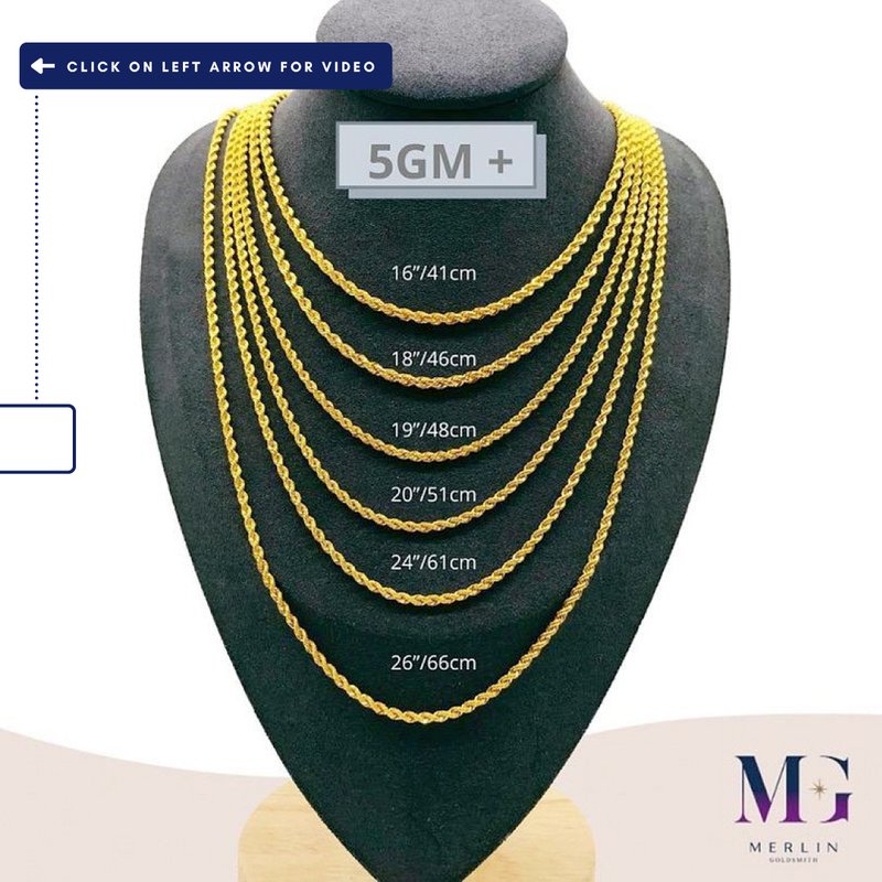 916 Gold Hollow Rope Chain (HRC 5GM+)