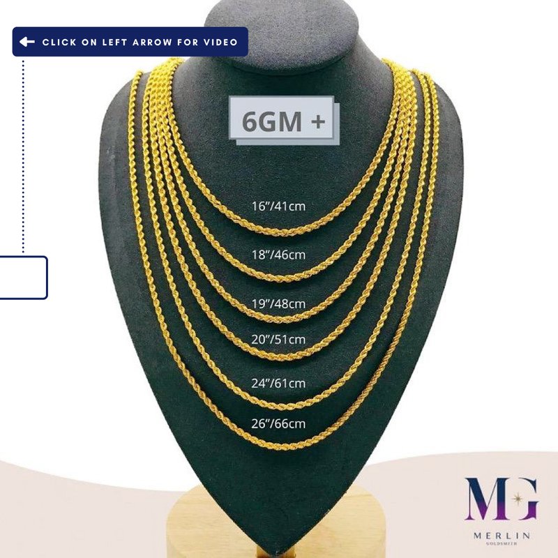 916 Gold Hollow Rope Chain (HRC 6GM+)
