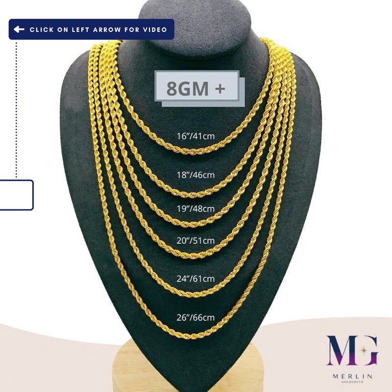 916 Gold Hollow Rope Chain (HRC 8GM+)