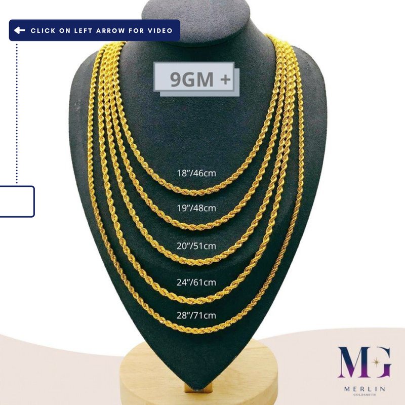 916 Gold Hollow Rope Chain (HRC 9GM+)