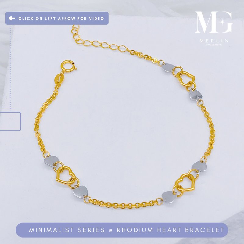 916 Gold Minimalist Series Rhodium Heart Bracelet