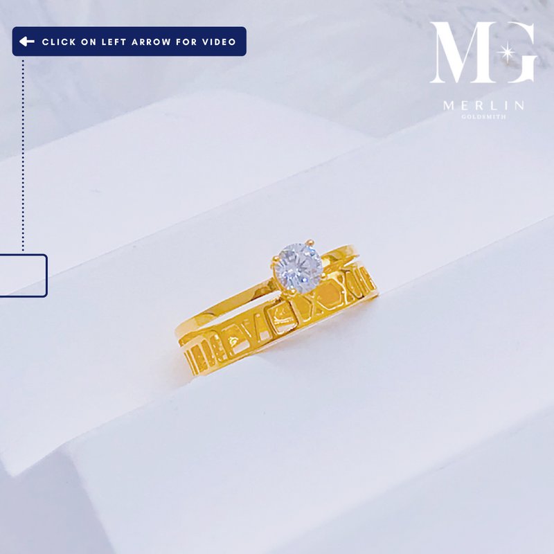 916 Gold Roman Numeral Ring (Setting with Solitaire Zircon)