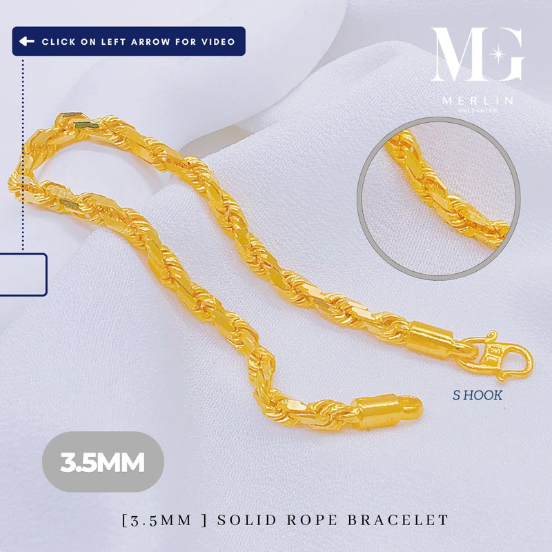 916 Gold (3.5mm) Solid Rope Bracelet [16GM+]