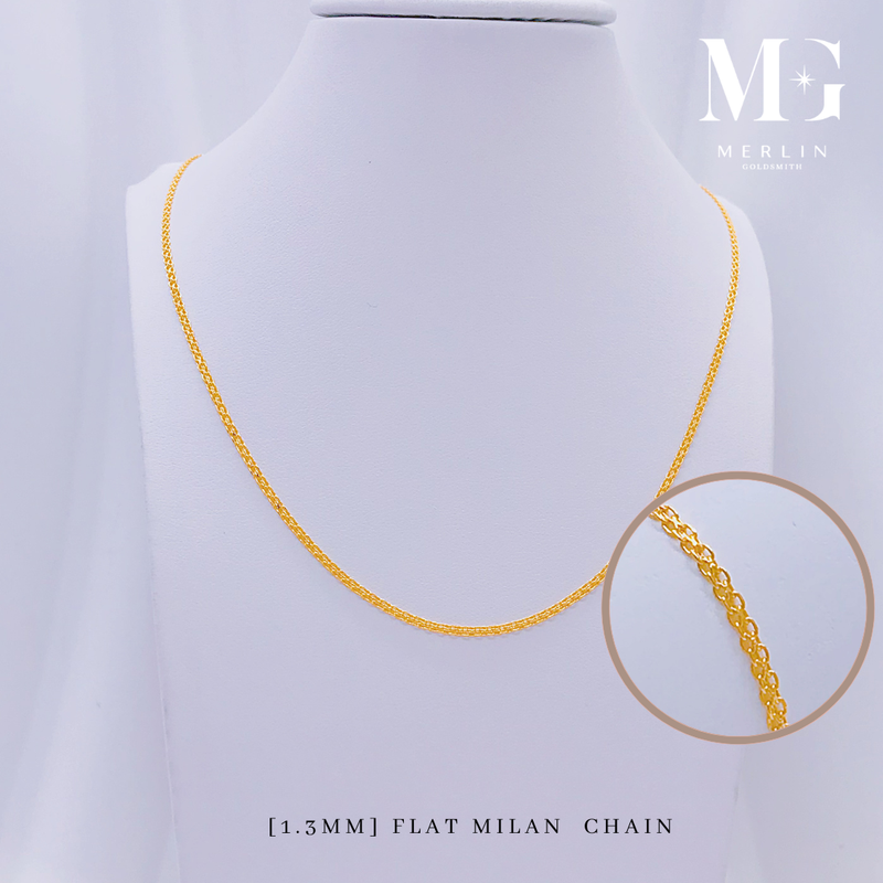 916 Gold 1.3mm Flat Milan Chain