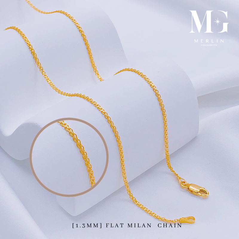 916 Gold 1.3mm Flat Milan Chain