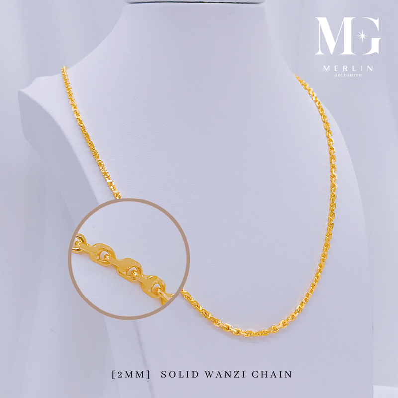 916 Gold 2mm Solid Wanzi Chain