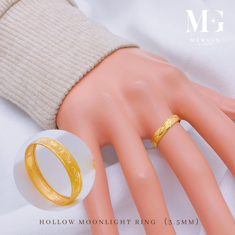 916 Gold (3.5mm) Hollow Moonlight Ring