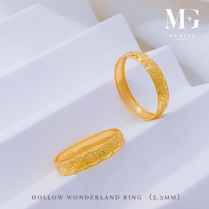 916 Gold (3.5mm) Hollow Wonderland Ring