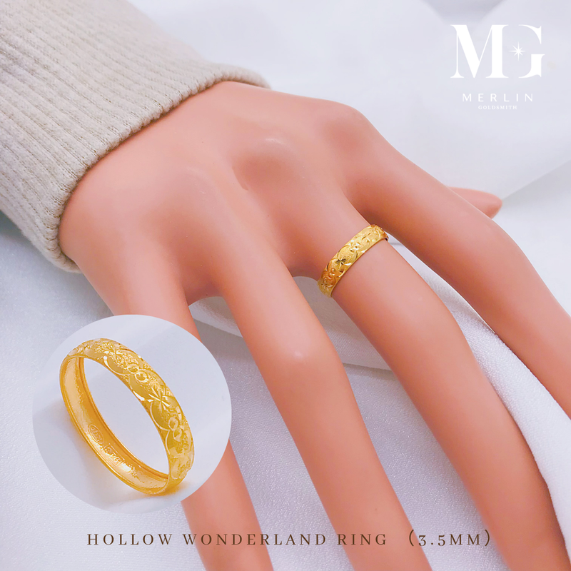 916 Gold (3.5mm) Hollow Wonderland Ring