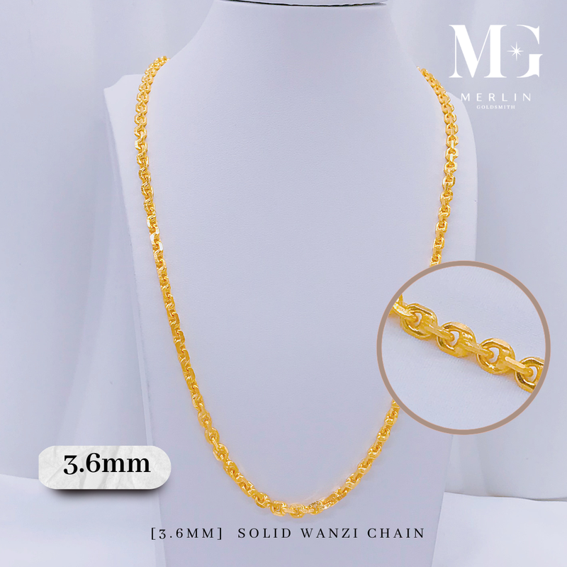 916 Gold 3.6mm Solid Wanzi Chain