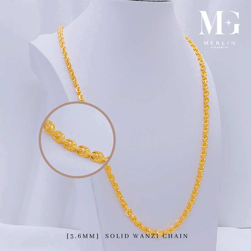 916 Gold 3.6mm Solid Wanzi Chain