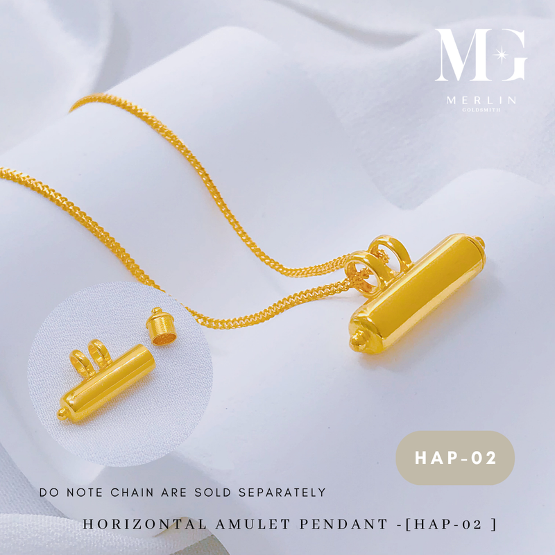 916 Gold Horizontal Amulet Pendant [HAP-02]