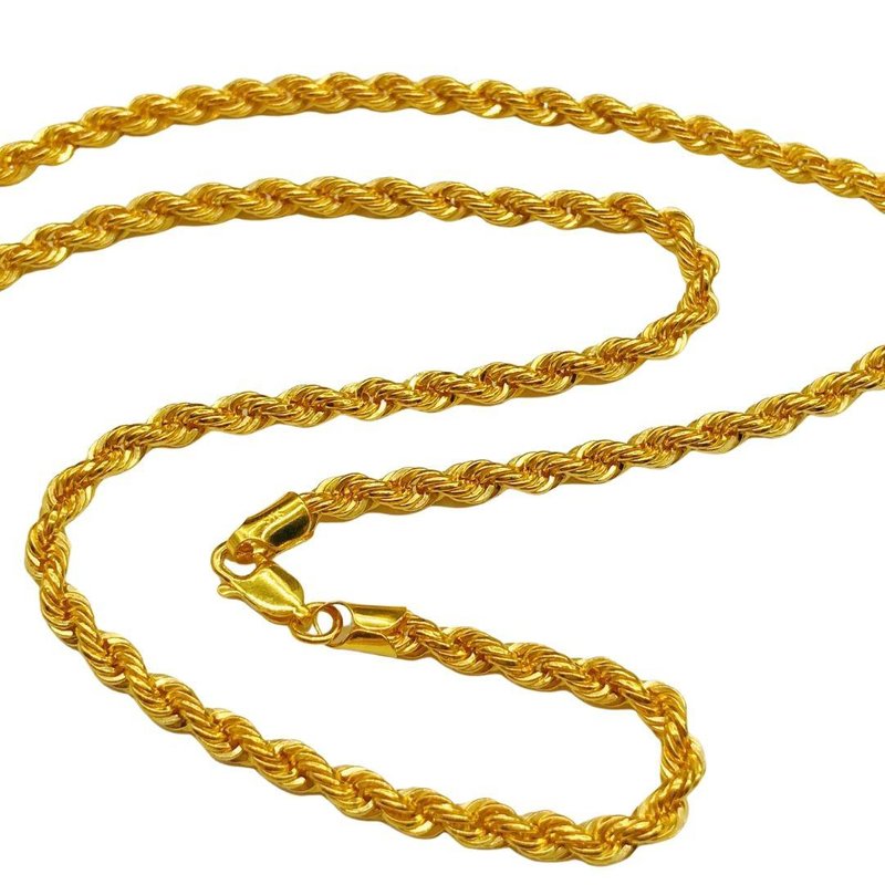 14k Yellow Gold 3.5MM Solid Rope Chain Diamond Cut Necklace - Jawa Jewelers-vachngandaiphat.com.vn