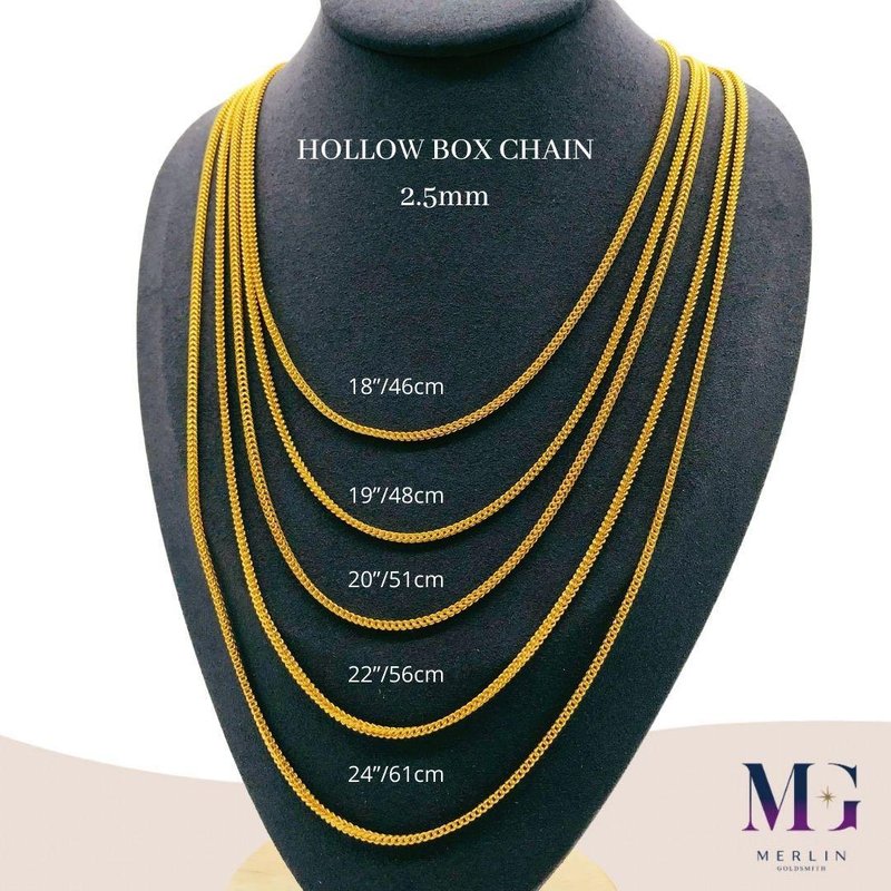 916 Gold Hollow Box Chain (WIDTH 2.5MM)
