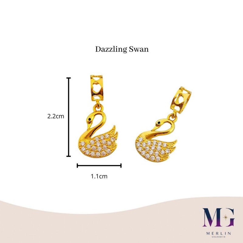916 Gold Dazzling Swan Charm / Pendant
