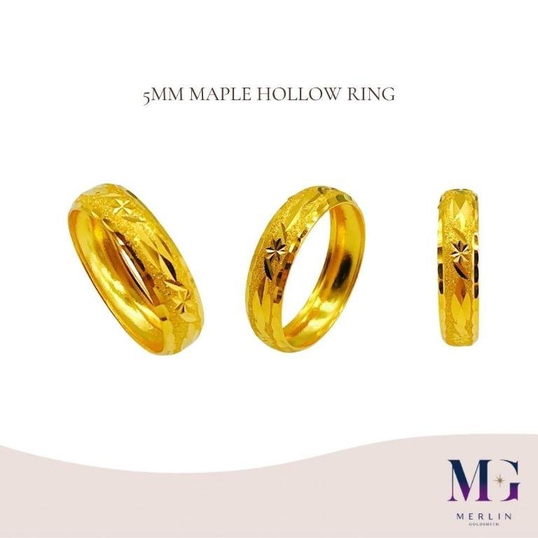 916 Gold 5mm Maple Hollow Ring
