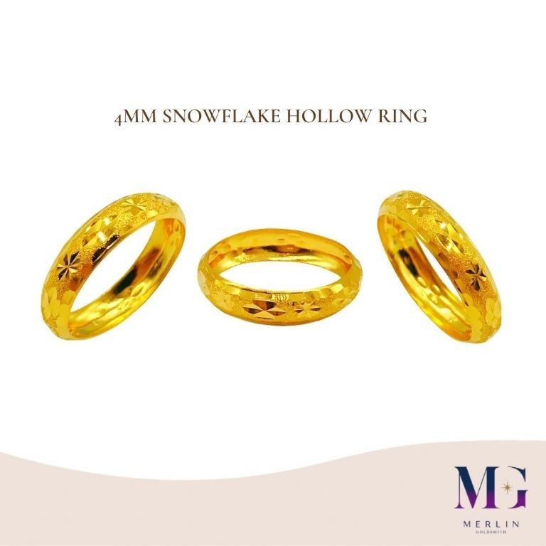 916 Gold 4mm Snowflake Hollow Ring 