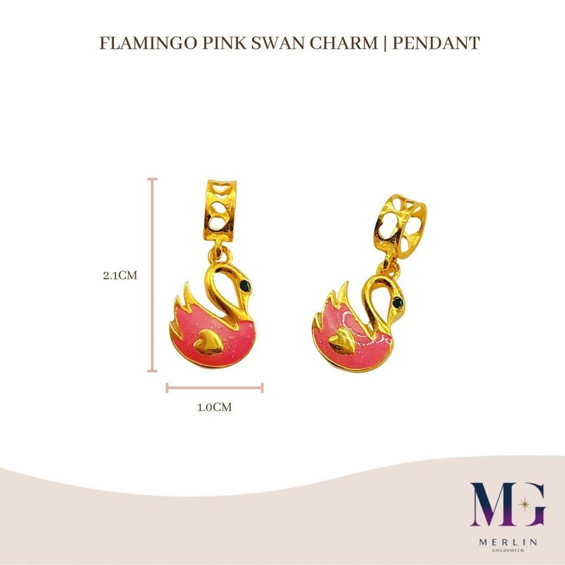 916 Gold Pastel Flamingo Pink Swan Charm | Pendant