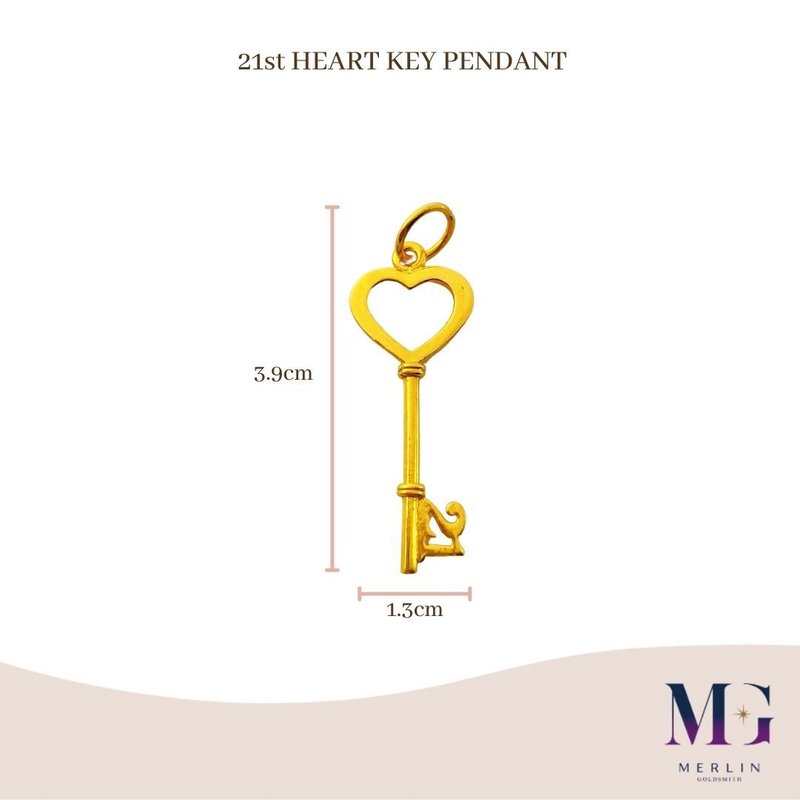 916 Gold 21st Heart Key Pendant