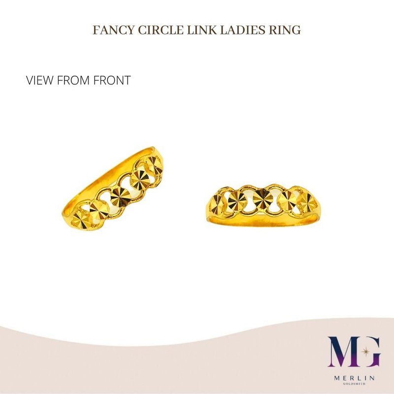 916 Gold Fancy Circle Link Ladies Ring