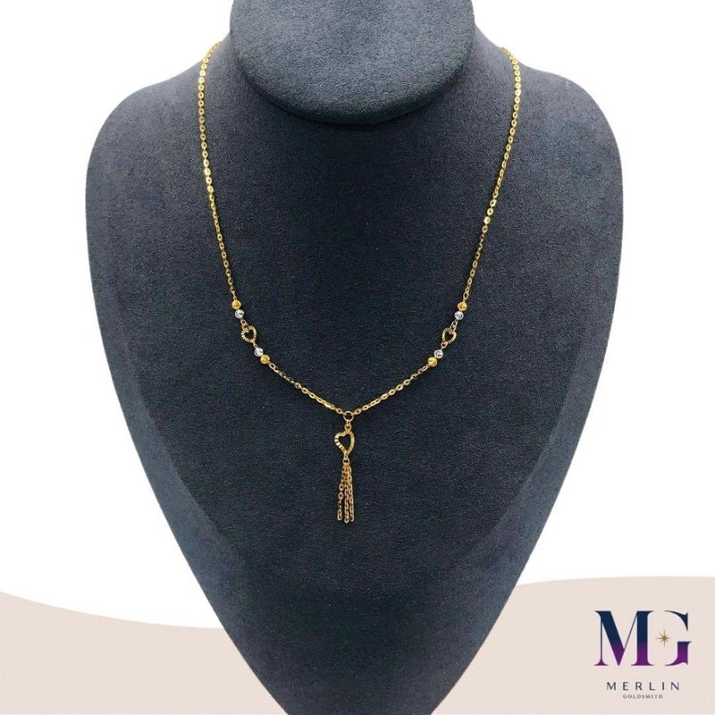 916 Gold Rhodium Fancy Heart Tassel Necklace