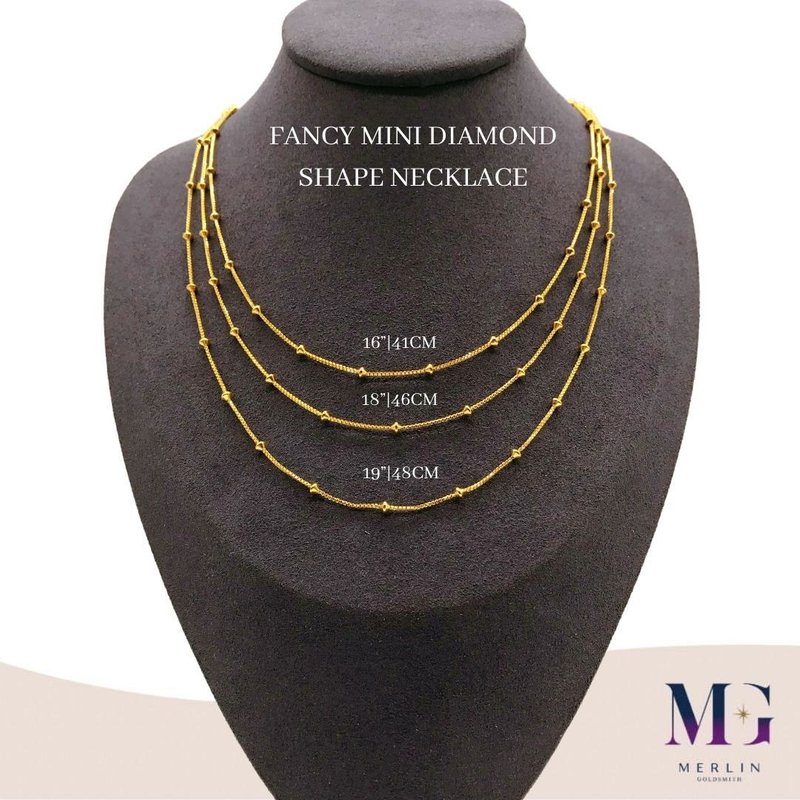 916 Gold Fancy Mini Diamond Shape Necklace