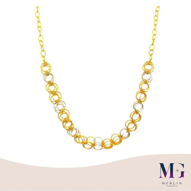 916 Gold The Modern Rhodium Triple Circle Link Necklace