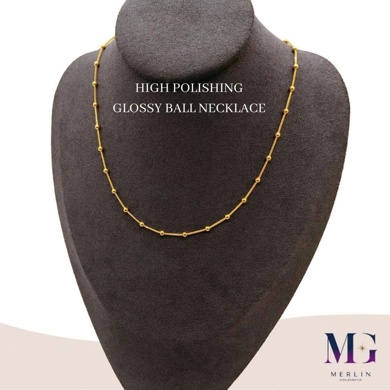 916 Gold High Polishing Glossy Ball Necklace