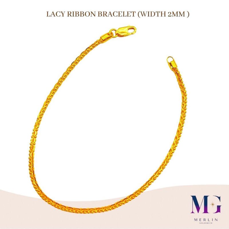 916 Gold Lacy Ribbon Bracelet (Width: 2mm)