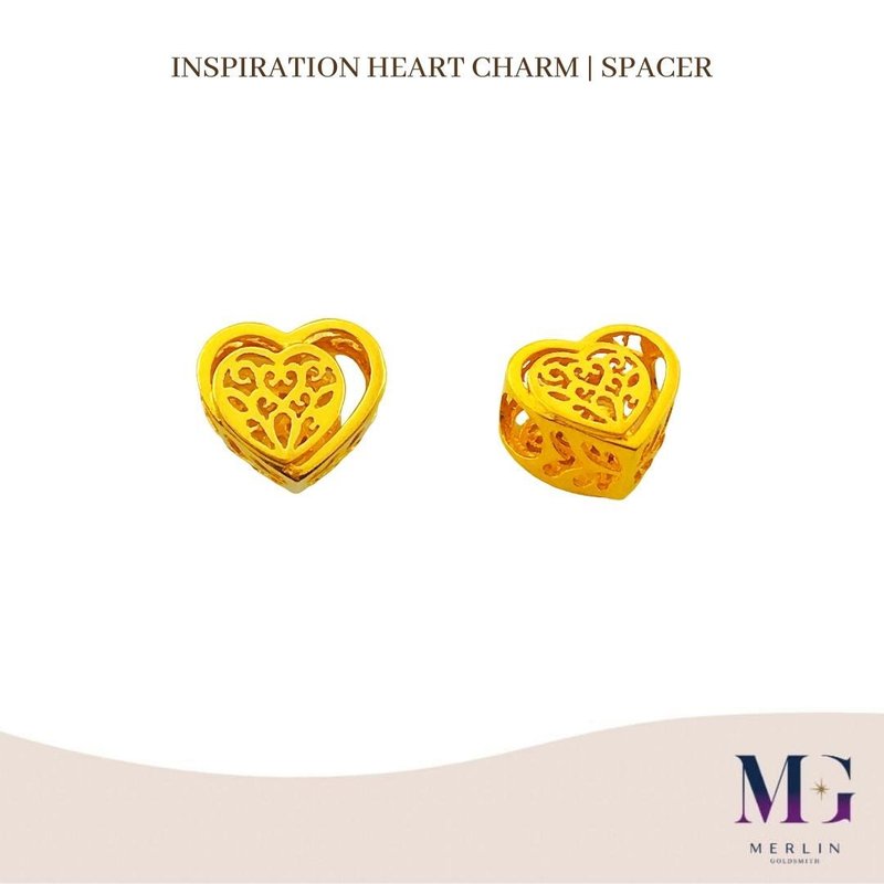 916 Gold Inspiration Heart Charm | Spacer