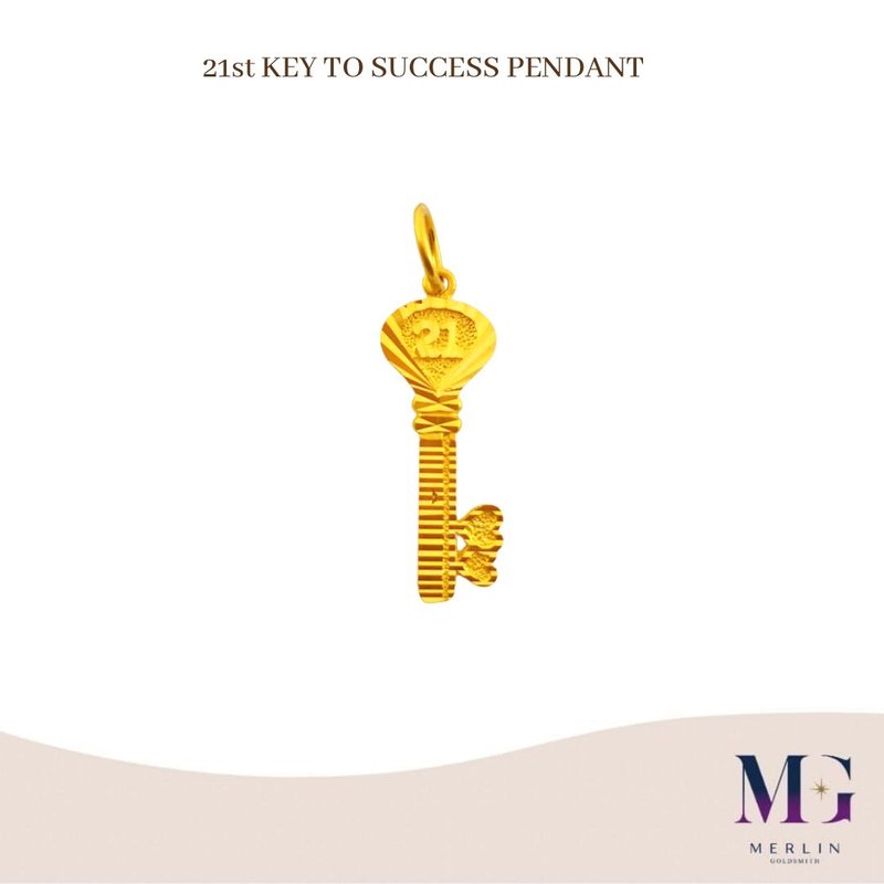 916 Gold 21st Key to Success Pendant