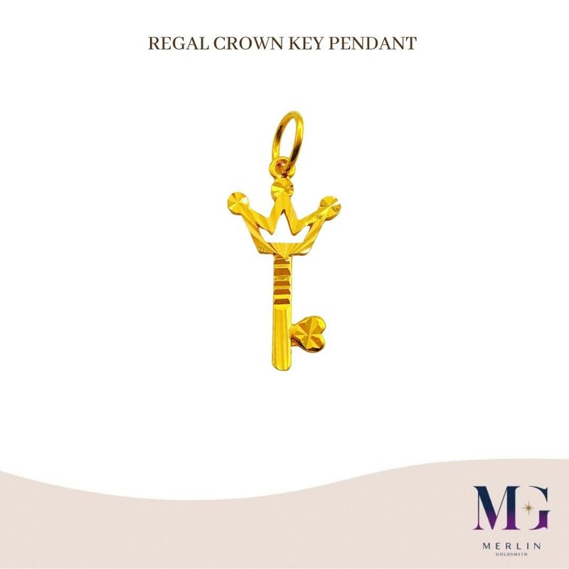 916 Gold Regal Crown Key Pendant