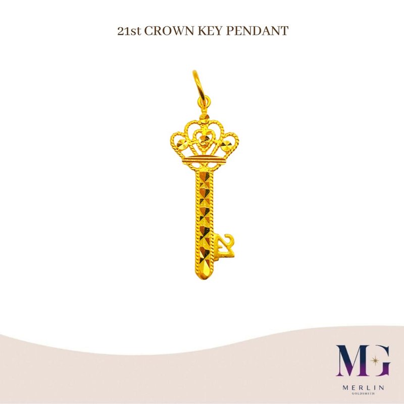 916 Gold 21st Crown Key Pendant